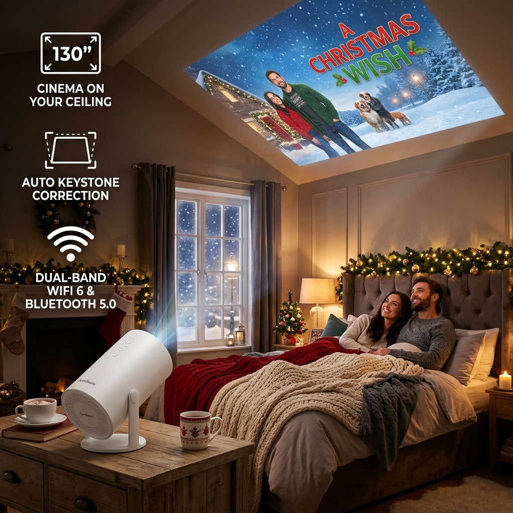 Cine en el Techo de la Habitación con Proyector 4K