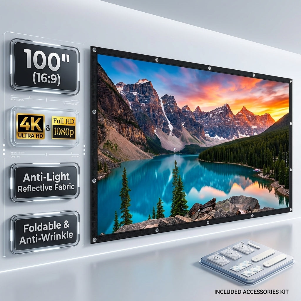 Pack Cine Navideño con Pantalla 100 Pulgadas Anti-Luz 16:9
